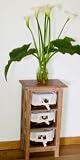 Reclaimed Pallet Wood 3 rattan drawer storage unit Rustic White Wash