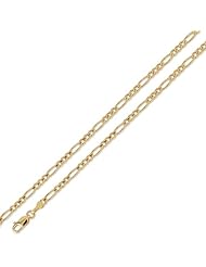 10k Solid Yellow Gold Open Figaro Chain Bracelet 3.6mm 8"