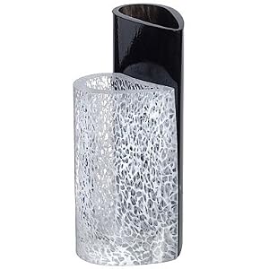 Kosta Boda 2 Sweet Hearts 12-Inch Crystal Vase, Black and White