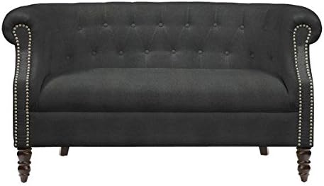 Portfolio Chesterfield Grey Velvet Loveseat