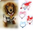 "BELLE PEARL" Shimmery Bow Swarovski Pearl Pet Necklace with Swarovski Crystal Puffed Heart Pendant & Accents - Blue, X-Small (8"-10")