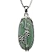 Oval Jade Silver Flowers Platinum Overlay CAREFREE Sterling Silver Pendant Necklace