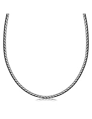 Sterling Silver Ruthenium Plated Reversible Snake Necklace with Diamond Cuts