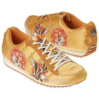 Don Ed Hardy tattoos these feminine sneakers with iconic style.