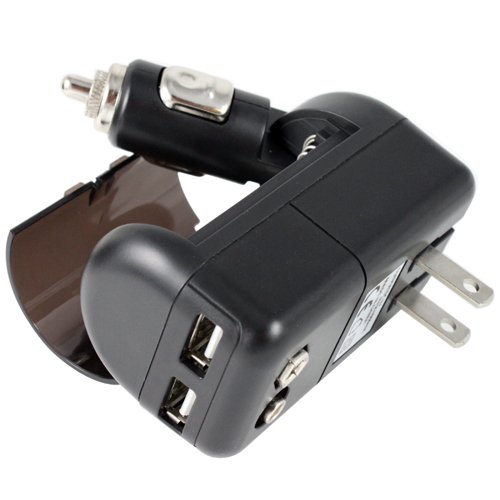 XTG Technology's All in One Dual USB Car and AC Wall Travel Charger - Numerous Options to Easily Charge Up 2 USB Devices - Ideal for iPod, iPhone, HTC Evo, SmartPhones, Nook, Kindle, and Many More