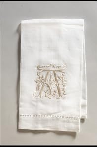 Set of 6 Meandering Vines Embroidered Guest Towel - A