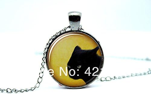 Pretty Lee 2015 Fashion Gun Black Cat Necklace Cute Halloween Jewelry Black Pendant 3077 Christmas gift