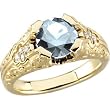 14K Yellow Gold Sky Blue Topaz and Diamond Ring