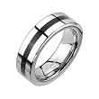 Spikes Womens Tungsten Carbide Black Resin Stripe Band Ring