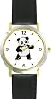 Baby Giant Panda or Panda Bear Animal - WATCHBUDDY&reg; DELUXE TWO-TONE THEME WATCH - Arabic Numbers - Black Leather Strap-Women's Size-Small