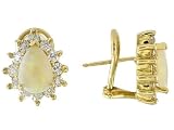 14K Yellow Gold Opal and Diamond Earrings
