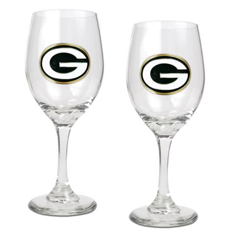 Green Bay Packers Set of 2 Wine Glasses
