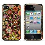 Spot Diamond Rhinestone Green Daisy Flower on Black Design Snap-On Protector Hard Cover Case Compatible for Apple Iphone 4 4S ATT - VERIZON - SPRINT