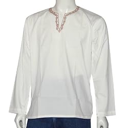 Gift for Men - Long Sleeve Casual Cotton Shirt Kurta India Size L Chest 42 inches (gsk442)