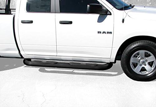 Premium Custom Fit 09-15 Ram 1500 Quad Cab 4inch Black Oval Bend Side Step Nerf Bars Running Boards (2pcs with Mounting Bracket Hardware Kit)