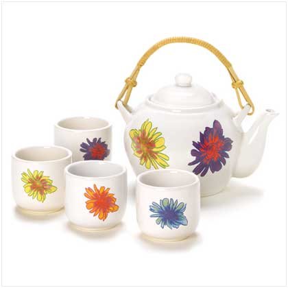 Teapot And Set Of 4 Tea Cups - Style 41221