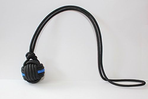 12" Thin Blue Line 550 Paracord Monkey Fist keychain 1" Core