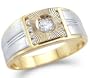 Size- 12.5 - Solid 14k Yellow and White Gold Mens Wedding CZ Cubic Zirconia Solitaire Ring 0.5 ct