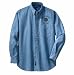 Personalized custom embroidered Fly Fishing & reel design on denim shirt