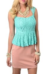 Sexy Peplum Lace Fitted Floral Print Nylon/Polyester/Rayon/Spandex  Dress