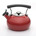 Circulon Contempo Teakettle 2-Quart Whistling Enamel, Red