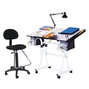 Martin-Creation-Station-Art-Hobby-Table-and-Chair-Set-White-with-Tiltable-White-Top-24-Inch-by-40-Inch-Size-Surface
