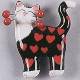 Whimsiclay Midnight Love Cat Pin