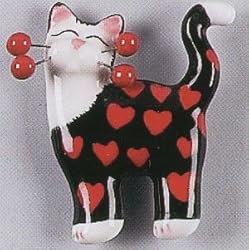 Whimsiclay Midnight Love Cat Pin