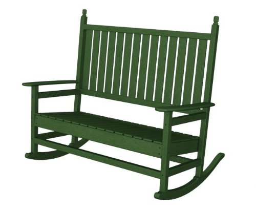Recycled Lake View Outdoor Patio Double Rocking Chair - Forest Green