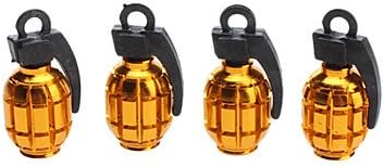 YF Antitank Grenade Style Tire Valves Decoration Cap for Car (Assorted Color,4-Piece) , Gold