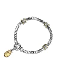 Athena Jewelry Sterling Silver, 14k Gold and Diamond Accent Citrine Dangle Bracelet