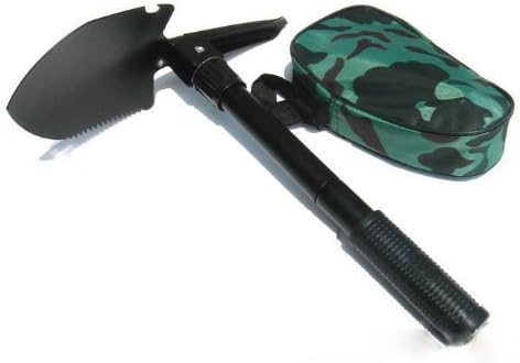Cute Small Multi-function Camping Survival Trowel Dibble Pick Folding Shovel Tool (black-1)