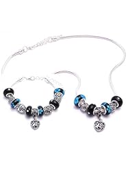 Antique Heart Charm Bracelet and Necklace Gift Set Girls Pandora Style