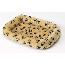 General Cage Fleece Dog Bed with Bumper, 31" x 21", Paw Print