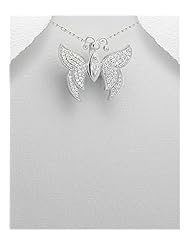 Butterfly CZ Pendant Necklace In 92.5 Sterling Silver
