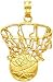 14K Gold Swoosh Basketball & Hoop Charm Sports Pendant