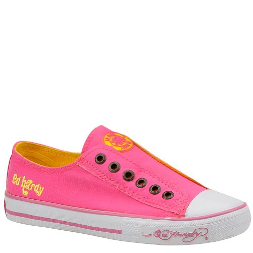 Ed Hardy LR NEON Womens Canvas Top Sneaker Shoes (8 US Womens, Neon Fuchsia)