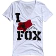 Fox Racing Exclusive Vneck Girls Short-Sleeve Casual Wear T-Shirt/Tee w/ Free B&F Heart Sticker Bundle - White
