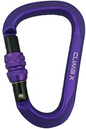 Climb X USA Ultra HMS Aluminum Screwgate Rock Climbing Carabiner - 24kN - NEW (Purple)