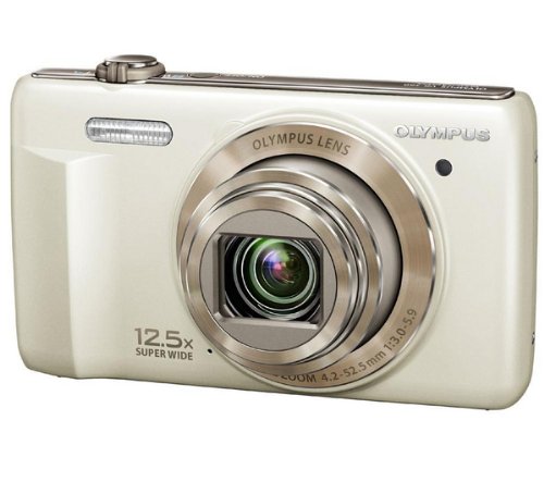 OLYMPUS Olympus VR-360 - Digitalkamera - 3D - Kompaktkamera - 16.0 Mpix - 12.5 x optischer Zoom 34.9 MB - weiß + Fototasche Compact inkl. Ladegerät, Lithiumakku