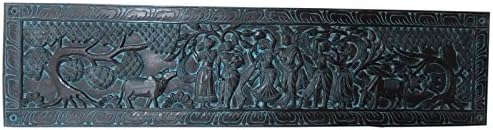 Indian Rustic Wall Panel Radha Krishna Gopis Hand Carved Headboards Panel