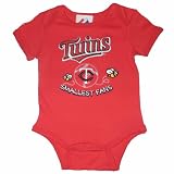 Majestic Minnesota Twins MLB Baby / Infant One-Piece Bodysuit / Romper / Onesie - Red (Size: 6-9)