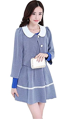 ツーピース スカート スーツ ジャケット ワンピース 長袖 丸襟 OL 通勤 オフィス デート 入学式 卒業式 カジュアル キュート エレガンス レディース 秋物 冬物 可愛いスカーフ付き R514