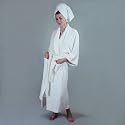 Women's Bamboo Bathrobe; Bamboo / Cotton Terry Bath Robe (70% Bamboo, 30% Cotton). Natural White. Luxury Spa Robe par excellence.