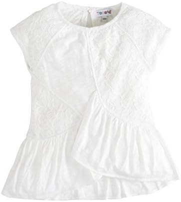 Torio Girls' Golden Field Slub and Lace Top 2/3 years White