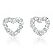 Shimmering Brilliant C.Z. Pave Puffed Rhodium Plated Sterling Silver Small Heart Stud Earrings