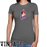 NCAA UIC Flames Ladies Charcoal Distressed Logo Vintage Slim Fit T-shirt
