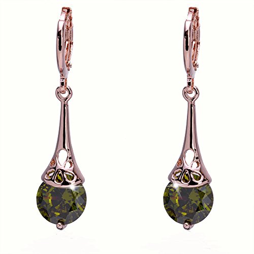 Julycoffee 18k gold plated fashional green crystal dang…