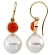 14K Yellow Gold Paspaley South Sea Cultured Pearl and Carnelian Earrings - 12.00mm