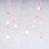 Chloe Elizabeth Circle Dots Paper Garland, Pink, White & Gold Glitter